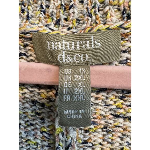 Denim Co Naturals 1X Short Sleeve Open Cardigan Beige Multicolor New - Picture 2 of 11
